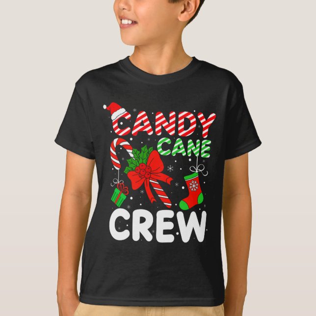 Candy Cane Crew Christmas Funny Xmas Matching Fami T-Shirt (Front)