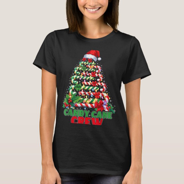 Candy Cane Crew Christmas Funny Xmas Matching Fami T-Shirt (Front)