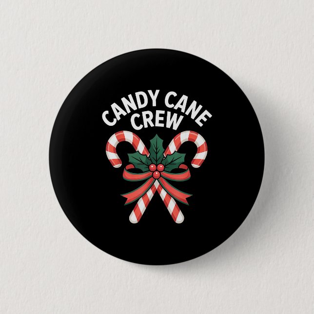 Candy Cane Crew Christmas Girls Boys Kids Adult Ho Button (Front)