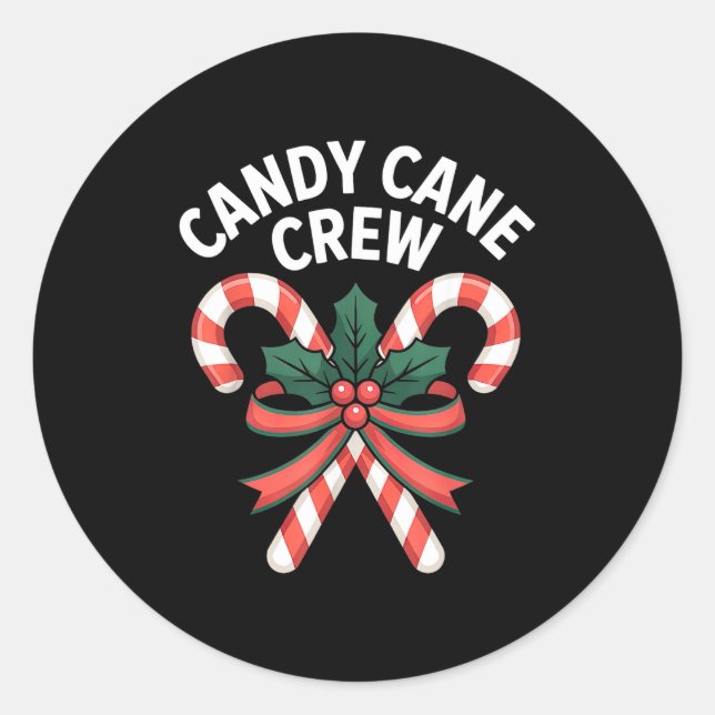 Candy Cane Crew Christmas Girls Boys Kids Adult Ho Classic Round Sticker (Front)