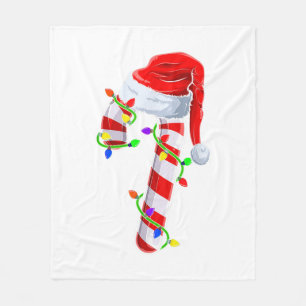 Candy Cane Crew Christmas Lights Family Matching X Fleece Blanket