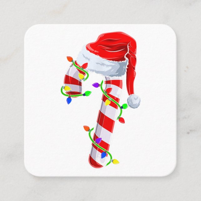 Candy Cane Crew Christmas Lights Family Matching X Square Business Card (Front)