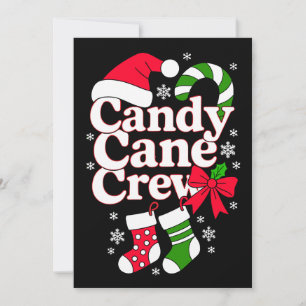 Candy Cane Crew Christmas Santa Hat Snowflake Invitation