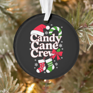 Candy Cane Crew Christmas Santa Hat Snowflake Ornament