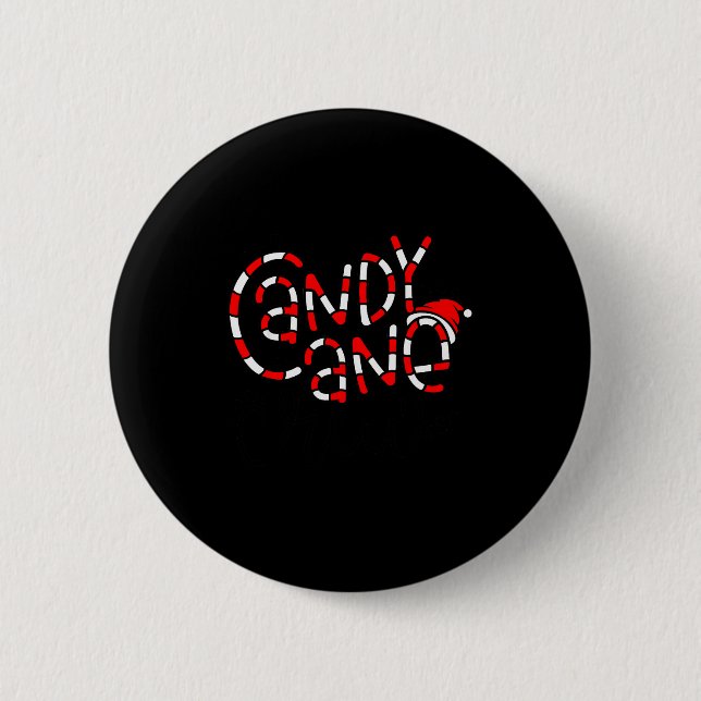 Candy Cane Crew Christmas Xmas Love Candy Boys Gir Button (Front)