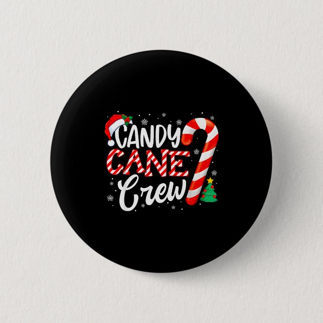 Candy Cane Crew Funny Christmas Candy Lover Xmas  Button (Front)