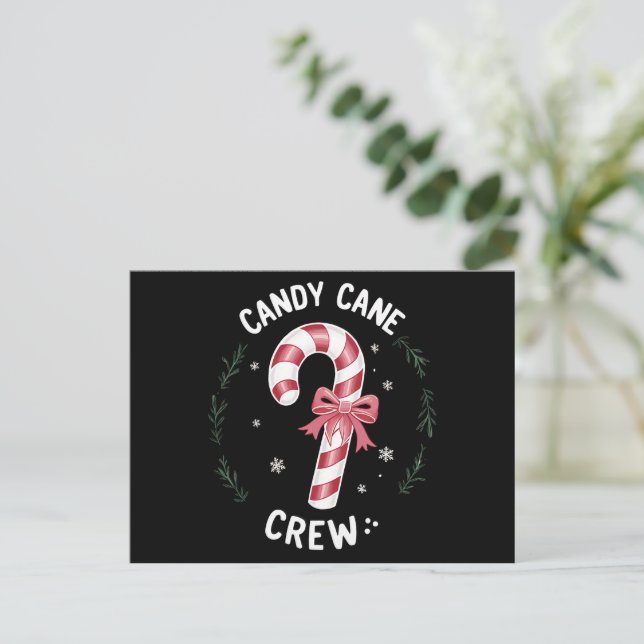 Candy Cane Crew Funny Christmas Candy Lover Xmas Holiday Postcard (Standing Front)