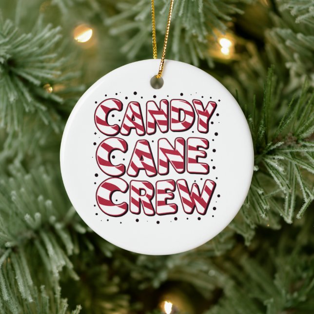 Candy Cane Crew Lover Christmas Xmas Pajama Ceramic Ornament (Tree)