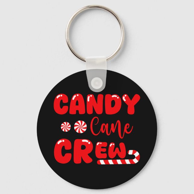 Candy Cane Crew Matching Family Candy Lover Keychain (Front)