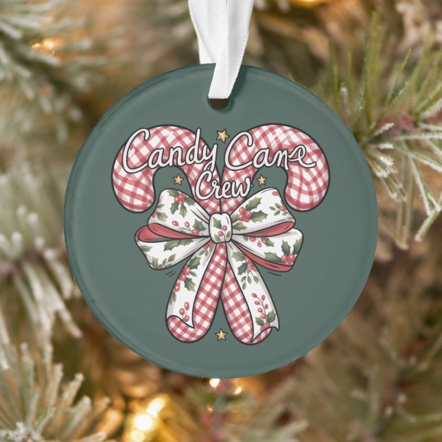 Candy Cane Crew Preppy Christmas Holiday  Ornament (Tree)