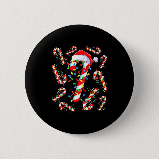 Candy Cane Crew Red And White Santa Funny Christma Button (Front)