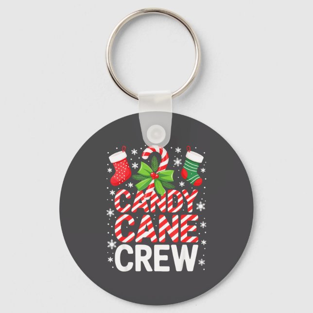 Candy Cane Crew Shirt Adult Men Women Kids Christm Keychain (Front)
