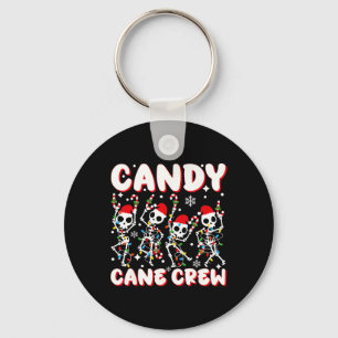 Candy Cane Crew Skeleton Christmas Candy Lover Xma Keychain