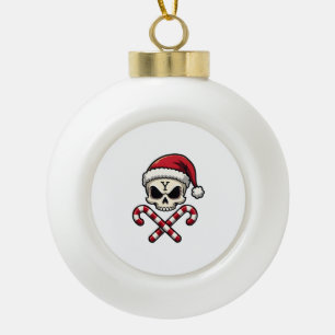 Candy Cane Crew Skull Christmas 2025 Funny Men Boy Ceramic Ball Christmas Ornament