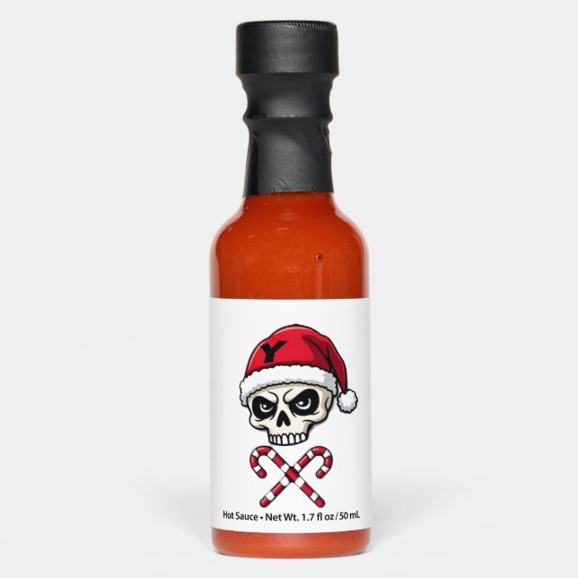 Candy Cane Crew Skull Christmas 2025 Funny Men Boy Hot Sauces (Front)