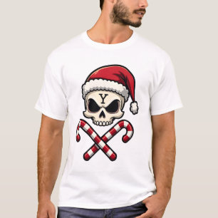 Candy Cane Crew Skull Christmas 2025 Funny Men Boy T-Shirt