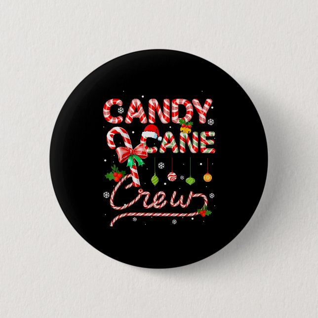 Candy Cane Crew Xmas Adult Men Women Kids Christma Button (Front)