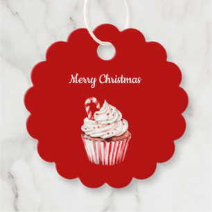 Candy Cane Cupcake Christmas Favor Tags