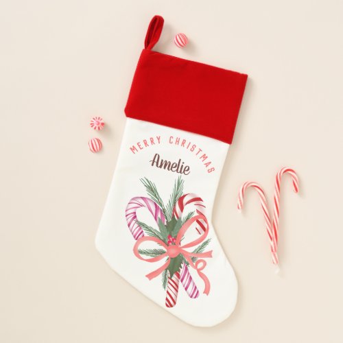 Candy cane cute mistletoe Christmas illustration Christmas Stocking