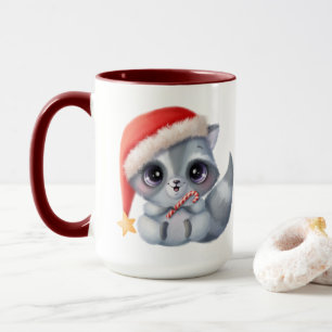 Candy Cane Cutie Raccoon Christmas Coffee Mug
