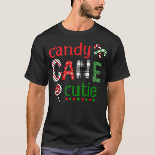 Candy Cane Cutie Red Plaid Leopard Merry Christmas T-Shirt