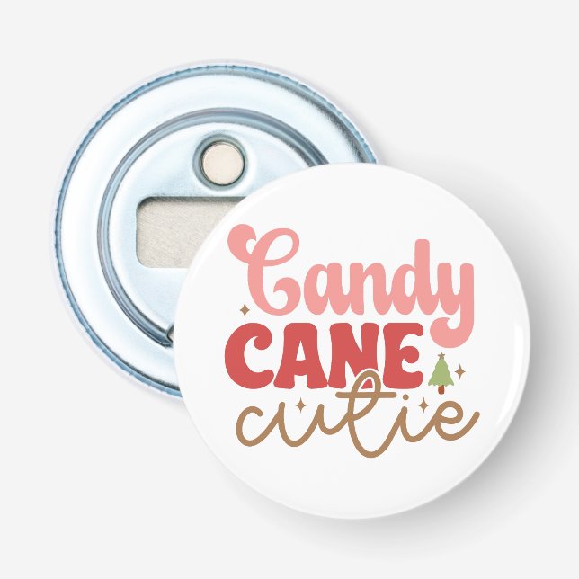 Candy Cane Cutie Retro Groovy Christmas Holidays Bottle Opener (Front)