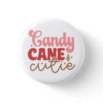 Candy Cane Cutie Retro Groovy Christmas Holidays Button