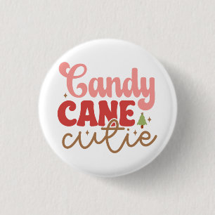 Candy Cane Cutie Retro Groovy Christmas Holidays Button