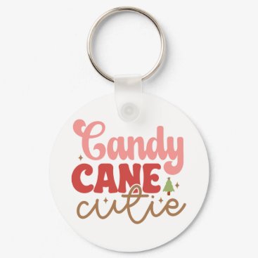 Candy Cane Cutie Retro Groovy Christmas Holidays Keychain