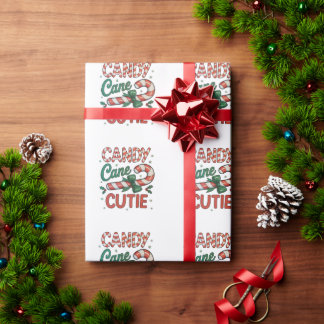 Candy Cane Cutie Santa Snowflakes Christmas Xmas Wrapping Paper