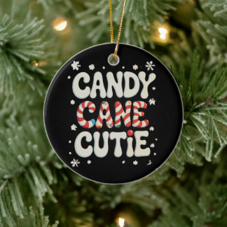 Candy Cane Cutie Snowflakes Xmas Christmas Holiday Ceramic Ornament
