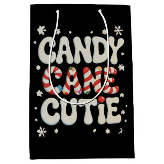 Candy Cane Cutie Snowflakes Xmas Christmas Holiday Medium Gift Bag