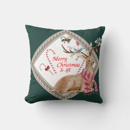 Candy Cane Decorative Christmas Pillow Reversible