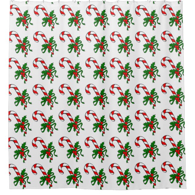 "CANDY CANE DELIGHT" SHOWER CURTAIN (Front)
