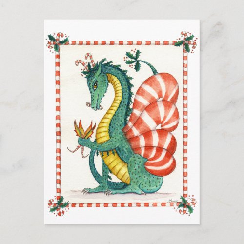 Candy Cane Dragon _ postcard