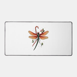 Candy Cane Dragonfly Desk Mat