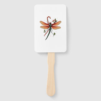 Candy Cane Dragonfly Hand Fan
