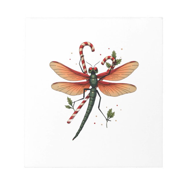 Candy Cane Dragonfly Notepad (Front)