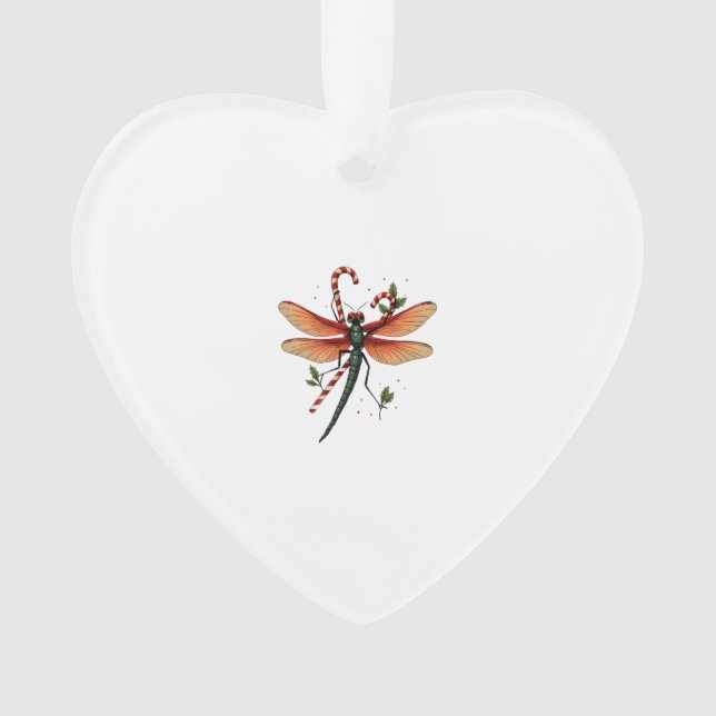 Candy Cane Dragonfly Ornament (Front)