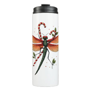 Candy Cane Dragonfly Thermal Tumbler