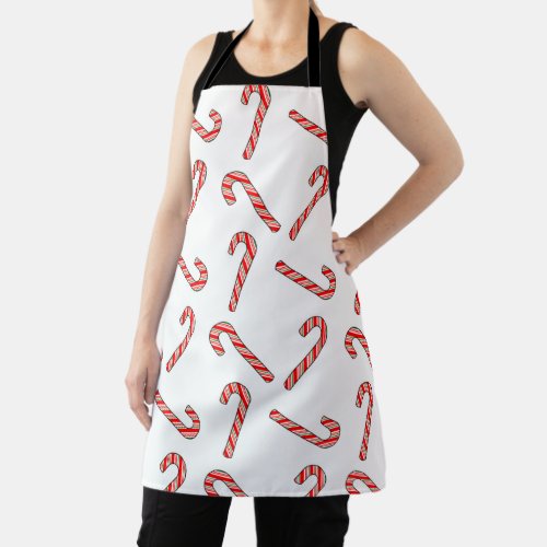 Candy Cane Drawings In Red Green White Apron