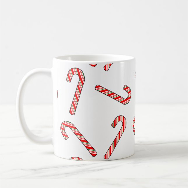 Candy Cane Drawings In Red Green White  Coffee Mug (Left)