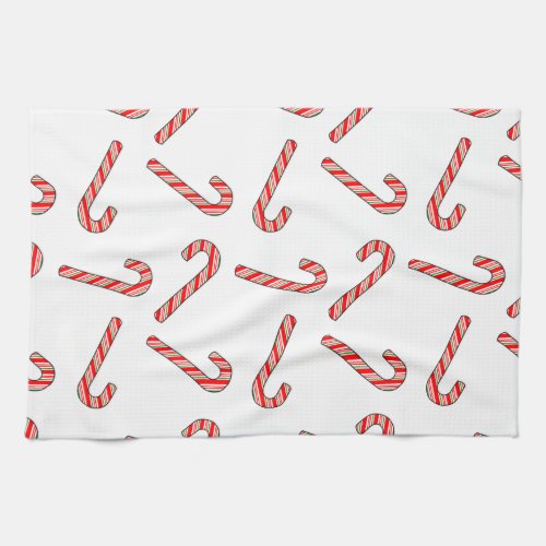 Candy Cane Drawings In Red Green White  Kitchen Towel