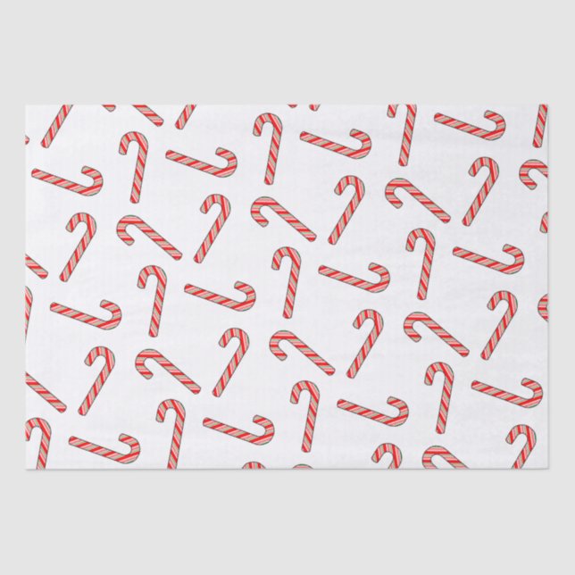 Candy Cane Drawings In Red Green White  Tissue Paper (Front)