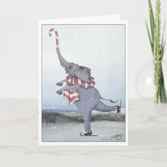 Candy Cane Elephant Card (Front)