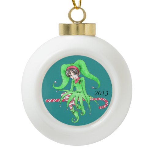 Candy Cane Elf Holiday Ornament