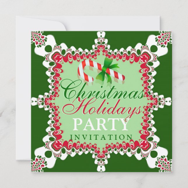 Candy Cane Festive Christmas Party Invitations (Front)