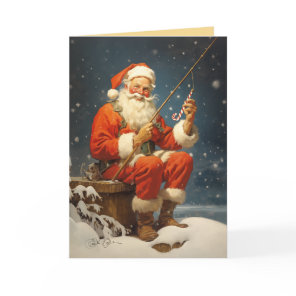 Candy Cane Fish Hook Holiday Card
