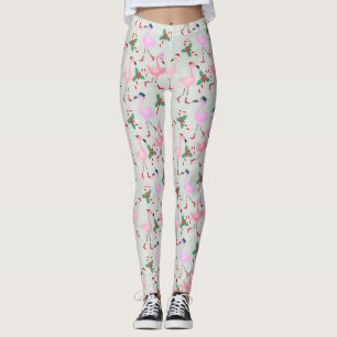 Candy Cane Flamingos Leggings