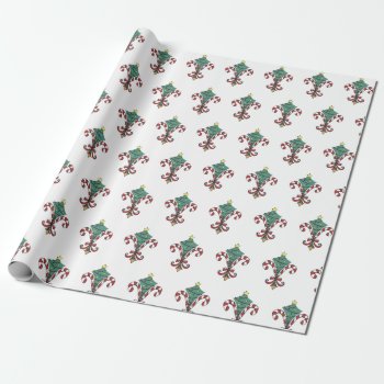 Candy Cane Fleur De Lis Wrapping Paper by CreoleRose at Zazzle